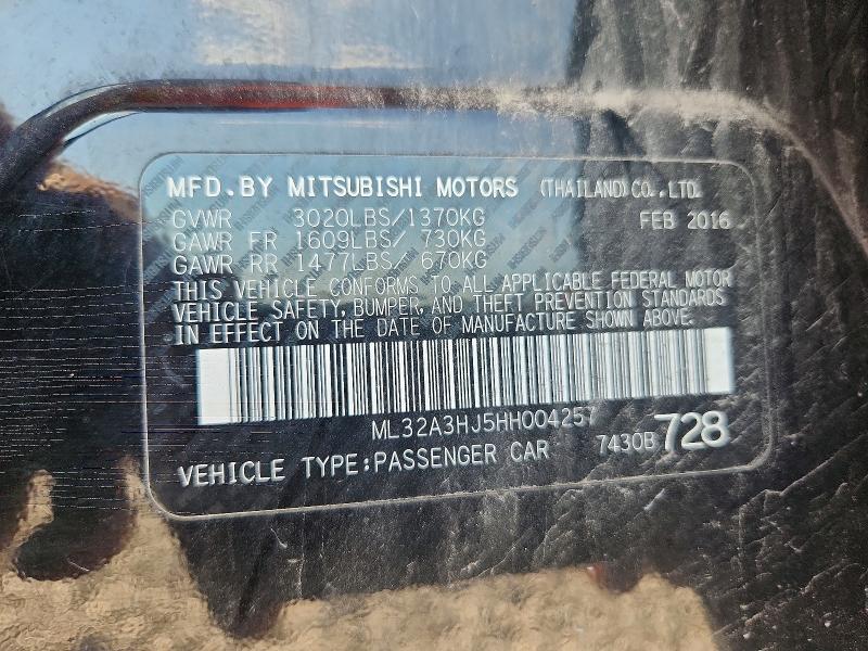 Aukcja sprzedaży 2017 Mitsubishi Mirage, vin: ML32A3HJ5HH004257, numer aukcji: 58233846