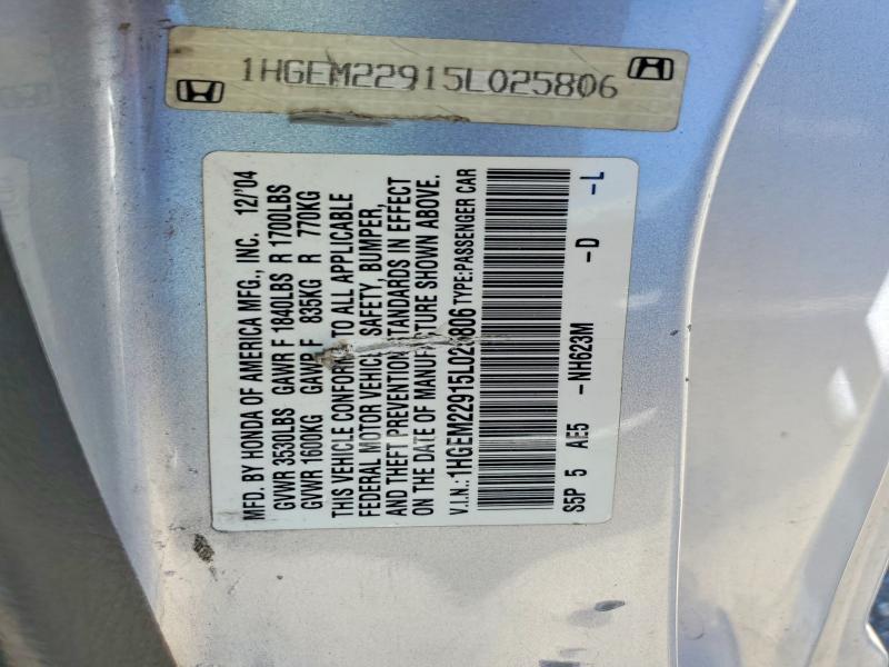 57241356 :رقم المزاد ، 1HGEM22915L025806 vin ، 2005 Honda Civic مزاد بيع
