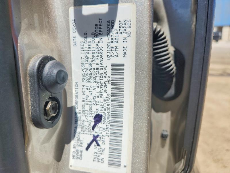 Aukcja sprzedaży 2004 Lexus Gx, vin: JTJBT20X640051689, numer aukcji: 56964666