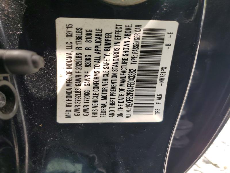 55784136 :رقم المزاد ، 19XFB2F84FE043382 vin ، 2015 Honda Civic مزاد بيع