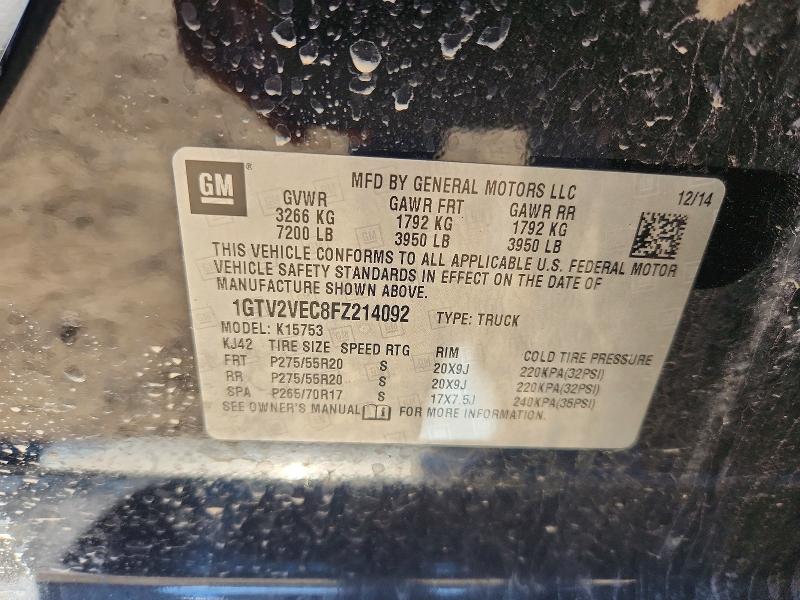 2015 Gmc Sierra მანქანა იყიდება აუქციონზე, vin: 1GTV2VEC8FZ214092, აუქციონის ნომერი: 55020236
