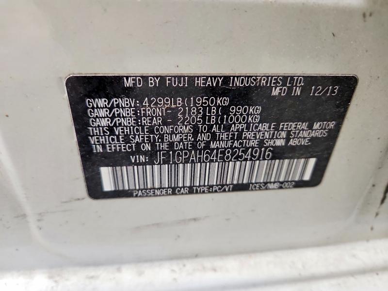 57608166 :رقم المزاد ، JF1GPAH64E8254916 vin ، 2014 Subaru Impreza مزاد بيع