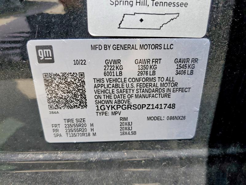 2023 Cadillac Xt6 მანქანა იყიდება აუქციონზე, vin: 1GYKPGRS0PZ141748, აუქციონის ნომერი: 56663816