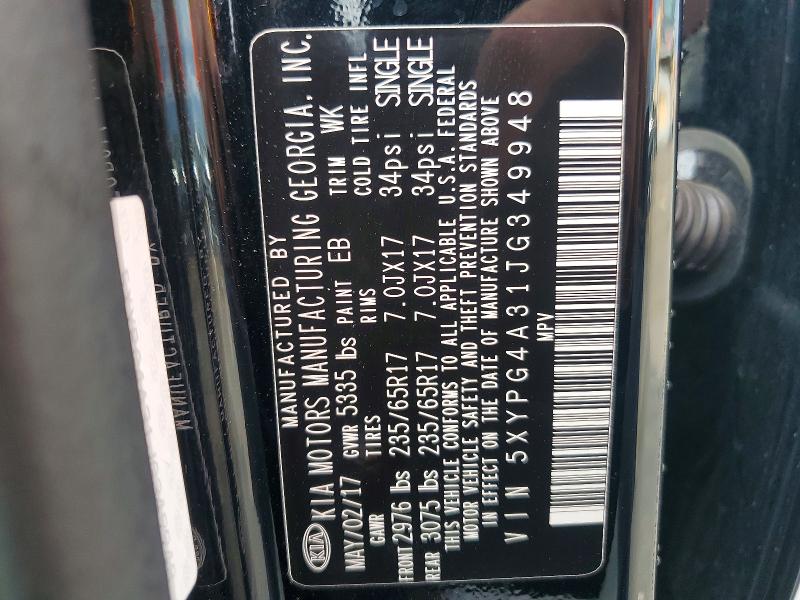 Продажа на аукционе авто 2018 Kia Sorento, vin: 5XYPG4A31JG349948, номер лота: 57137616