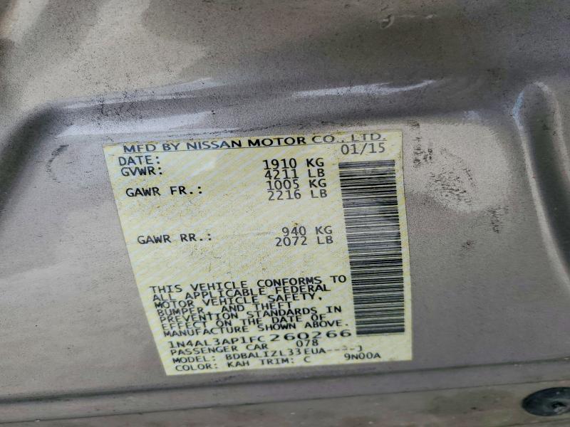 2015 Nissan Altima მანქანა იყიდება აუქციონზე, vin: 1N4AL3AP1FC260266, აუქციონის ნომერი: 58627686