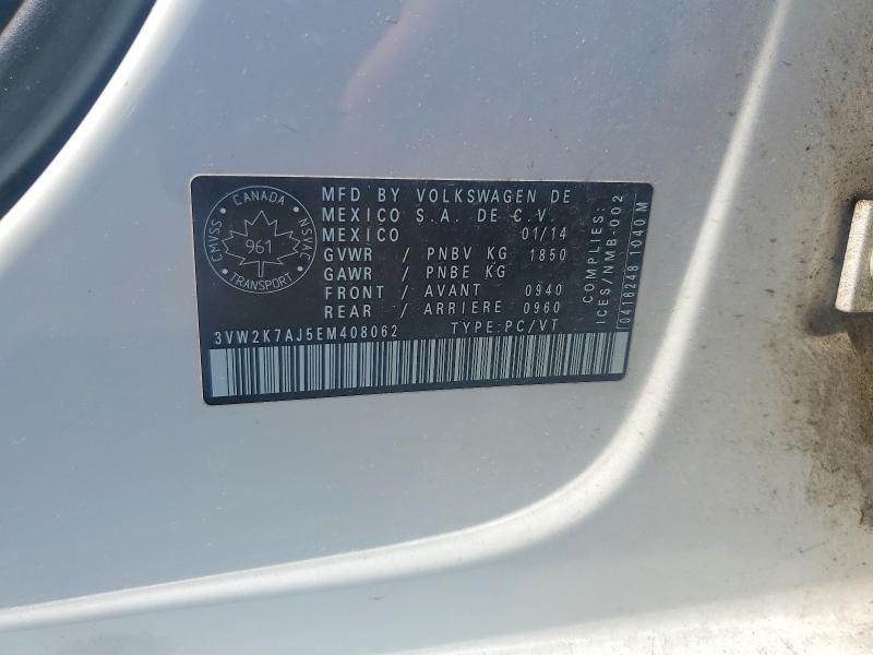 58446736 :رقم المزاد ، 3VW2K7AJ5EM408062 vin ، 2014 Volkswagen Jetta مزاد بيع