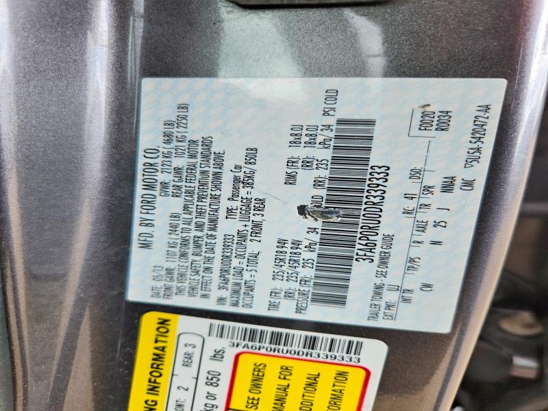 Продажа на аукционе авто 2013 Ford Fusion, vin: 3FA6P0RU0DR339333, номер лота: 58247586