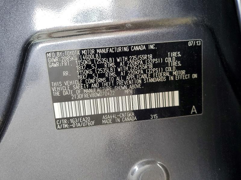 Продаж на аукціоні авто 2013 Toyota Rav4, vin: 2T3DFREV8DW070422, номер лоту: 56306056
