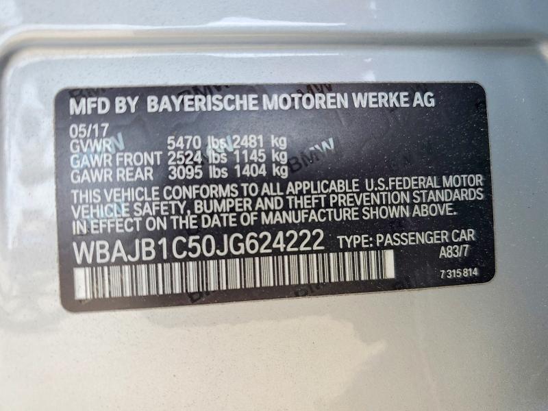 2018 Bmw 530xe მანქანა იყიდება აუქციონზე, vin: WBAJB1C50JG624222, აუქციონის ნომერი: 57843906