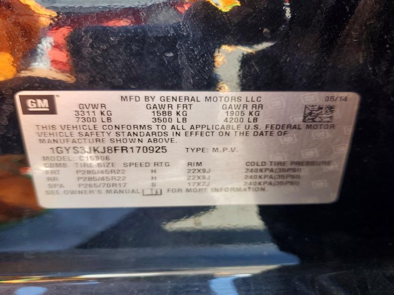 59071036 :رقم المزاد ، 1GYS3JKJ8FR170925 vin ، 2015 Cadillac Escalade مزاد بيع