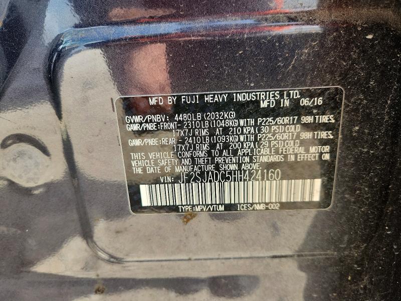 2017 Subaru Forester მანქანა იყიდება აუქციონზე, vin: JF2SJADC5HH424160, აუქციონის ნომერი: 56890346