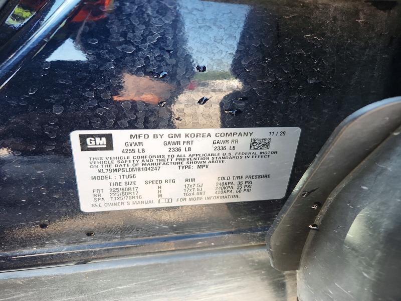 Aukcja sprzedaży 2021 Chevrolet Trailblazer, vin: KL79MPSL0MB104247, numer aukcji: 57500416