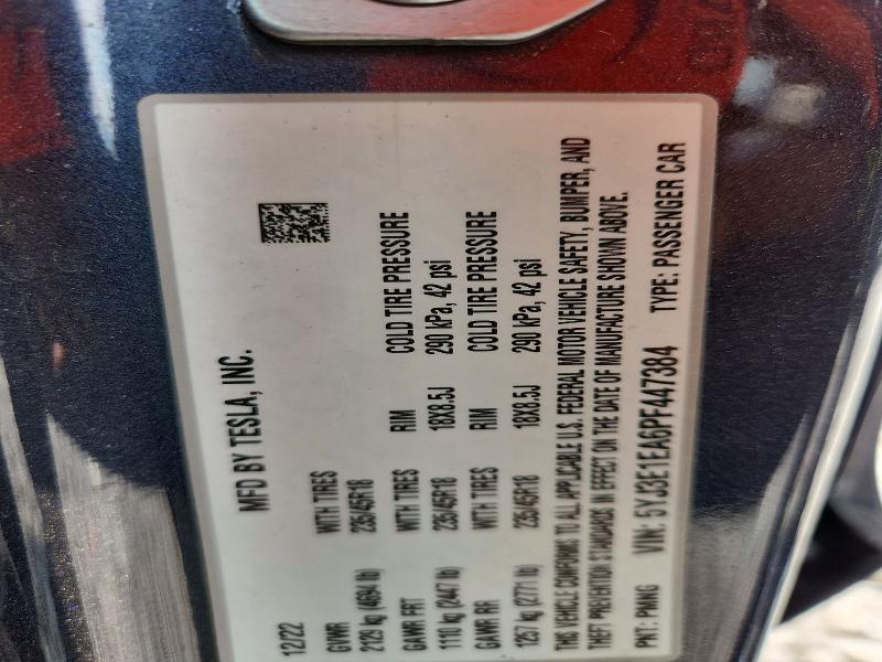 Aukcja sprzedaży 2023 Tesla Model 3, vin: 5YJ3E1EA6PF447384, numer aukcji: 58796816