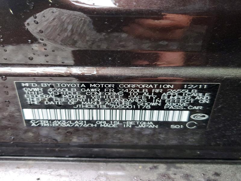 56951006 :رقم المزاد ، JTHCE1BL7D5001178 vin ، 2013 Lexus Gs مزاد بيع