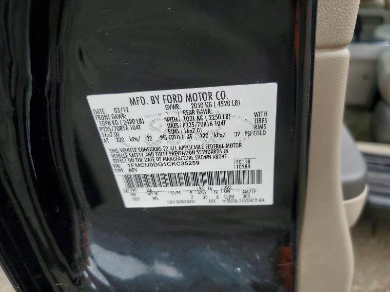 Продаж на аукціоні авто 2012 Ford Escape, vin: 1FMCU0DG1CKC35259, номер лоту: 56363656