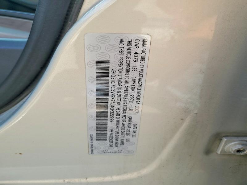 55933086 :رقم المزاد ، 3VW2K7AJ4CM322299 vin ، 2012 Volkswagen Jetta مزاد بيع