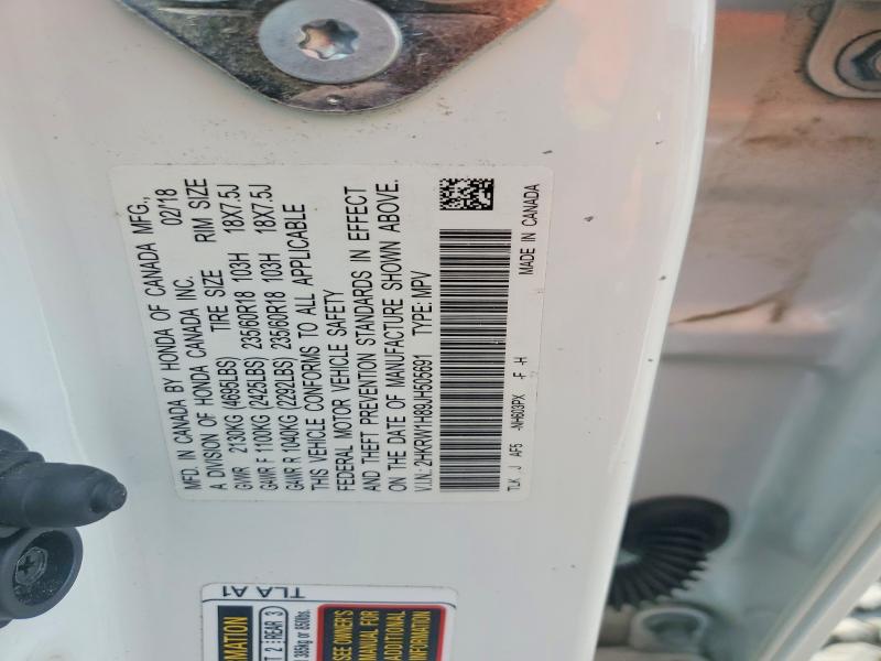 58777186 :رقم المزاد ، 2HKRW1H89JH505691 vin ، 2018 Honda Cr-v مزاد بيع