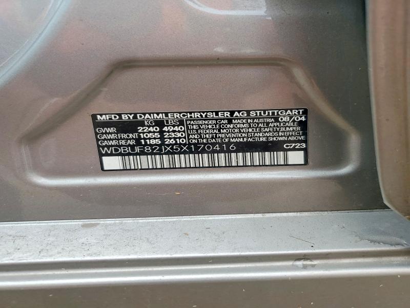 56238466 :رقم المزاد ، WDBUF82JX5X170416 vin ، 2005 Mercedes-benz E-class E320 مزاد بيع