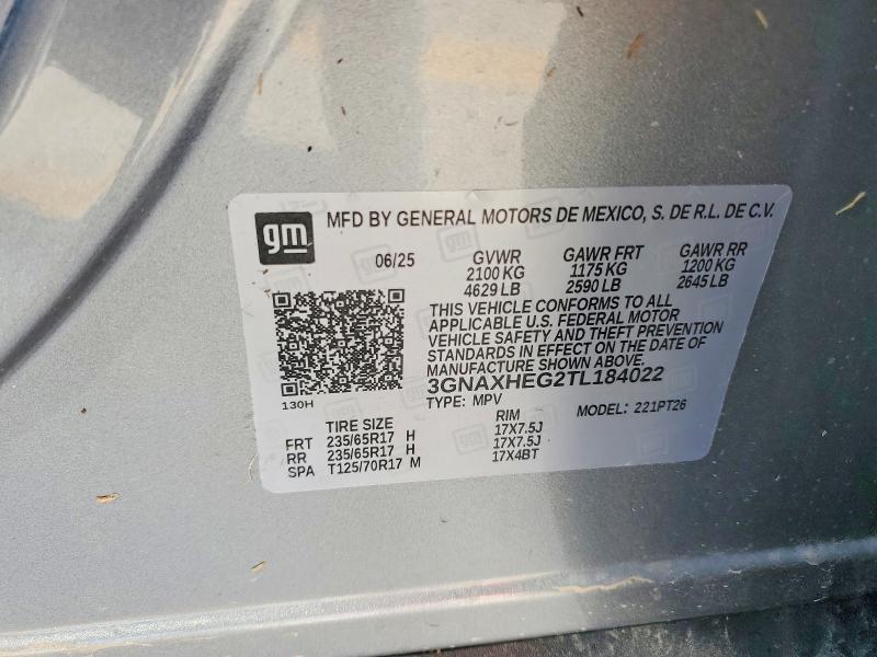 Продажа на аукционе авто 2026 Chevrolet Equinox, vin: 3GNAXHEG2TL184022, номер лота: 59220806
