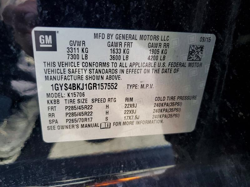 Aukcja sprzedaży 2016 Cadillac Escalade, vin: 1GYS4BKJ1GR157552, numer aukcji: 56166786