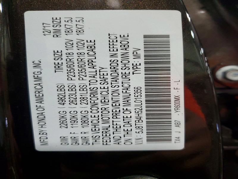 56298656 :رقم المزاد ، 5J8TB4H52JL015356 vin ، 2018 Acura Rdx مزاد بيع