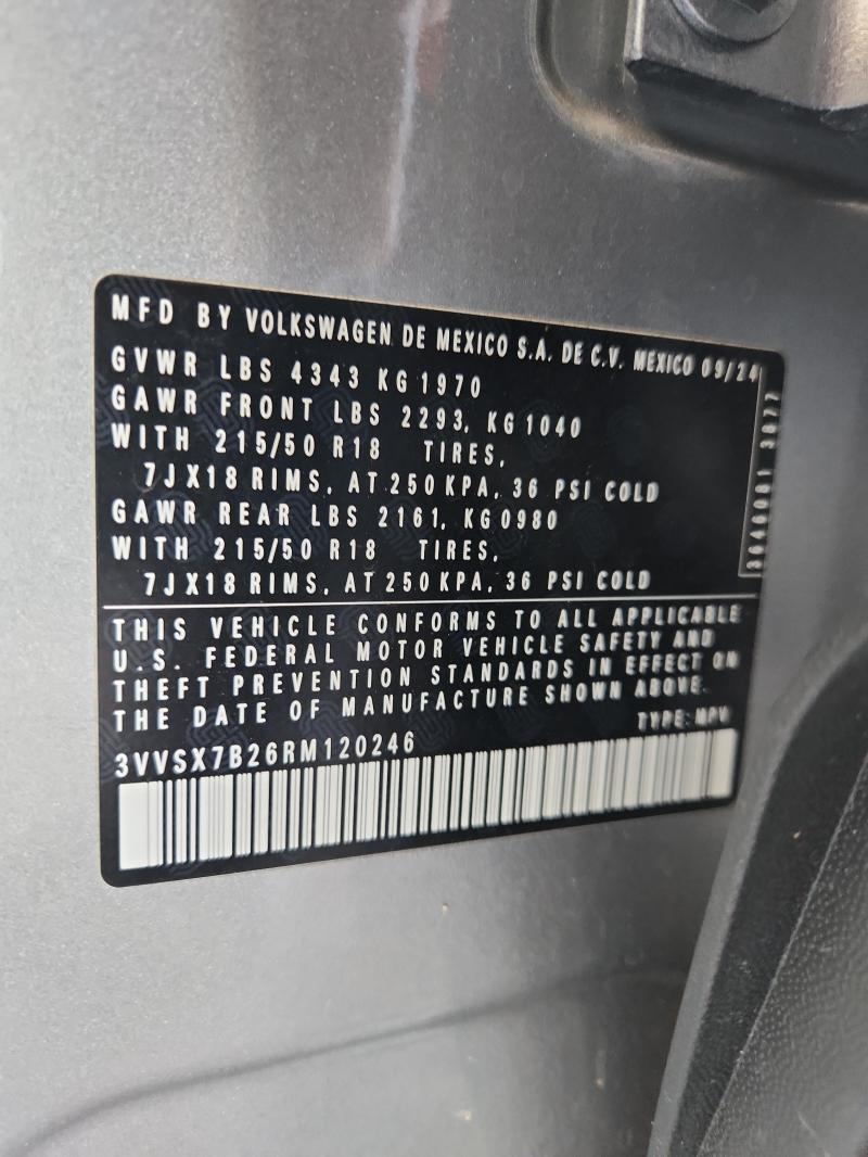 Aukcja sprzedaży 2024 Volkswagen Taos, vin: 3VVSX7B26RM120246, numer aukcji: 58376186
