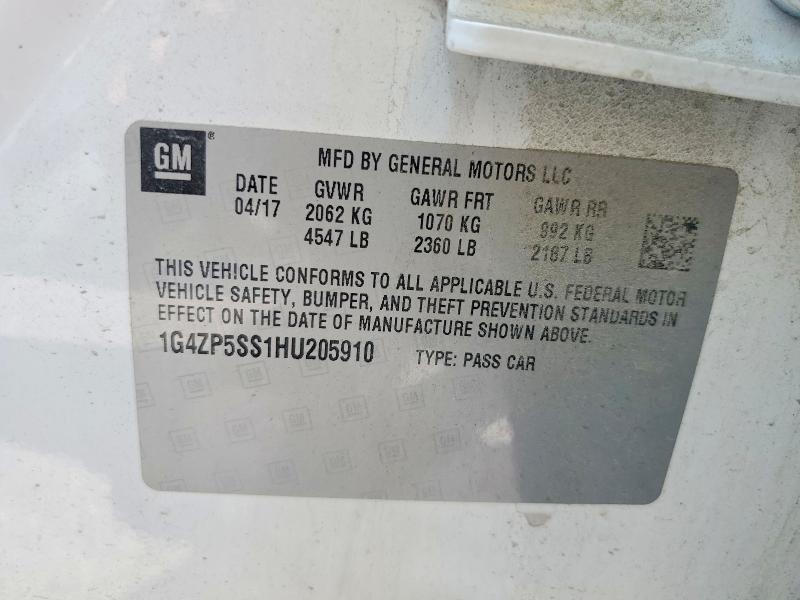 2017 Buick Lacrosse მანქანა იყიდება აუქციონზე, vin: 1G4ZP5SS1HU205910, აუქციონის ნომერი: 57059416