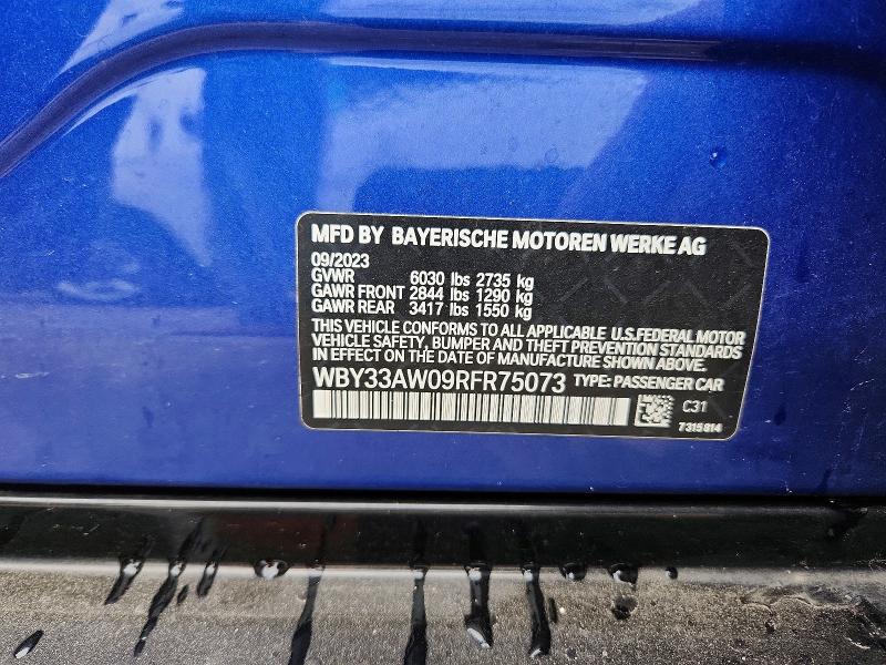 55128836 :رقم المزاد ، WBY33AW09RFR75073 vin ، 2024 Bmw I4 مزاد بيع