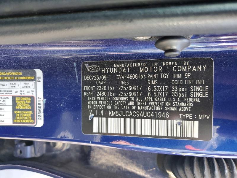 Aukcja sprzedaży 2010 Hyundai Tucson, vin: KM8JUCAC9AU041946, numer aukcji: 57831886