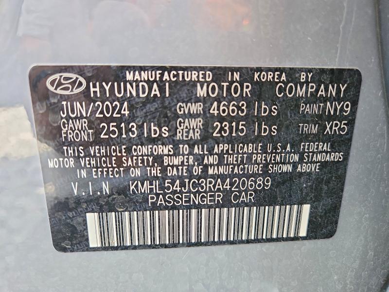 2024 Hyundai Sonata მანქანა იყიდება აუქციონზე, vin: KMHL54JC3RA420689, აუქციონის ნომერი: 58725056