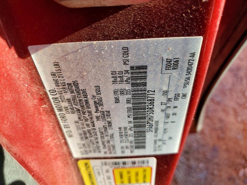 2013 Ford Fusion მანქანა იყიდება აუქციონზე, vin: 3FA6P0H75DR368712, აუქციონის ნომერი: 57714796