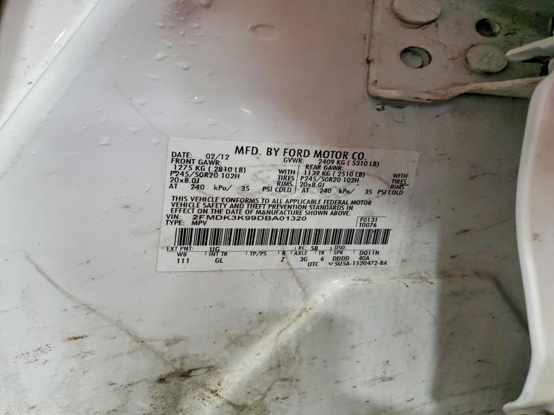 Продажа на аукционе авто 2013 Ford Edge, vin: 2FMDK3K99DBA01320, номер лота: 58412126