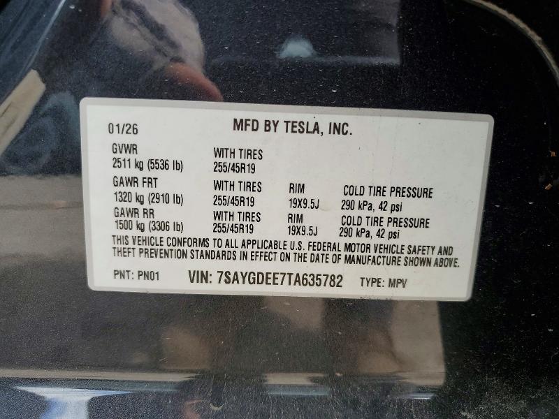 Продаж на аукціоні авто 2026 Tesla Model Y, vin: 7SAYGDEE7TA635782, номер лоту: 57815606