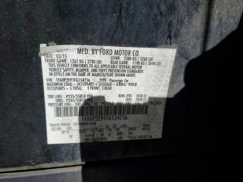 2015 Ford Taurus მანქანა იყიდება აუქციონზე, vin: 1FAHP2E91FG154756, აუქციონის ნომერი: 57046756
