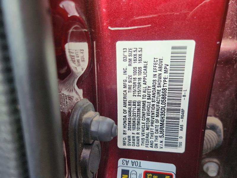 Aukcja sprzedaży 2013 Honda Cr-v, vin: 5J6RM4H35DL058668, numer aukcji: 56676236