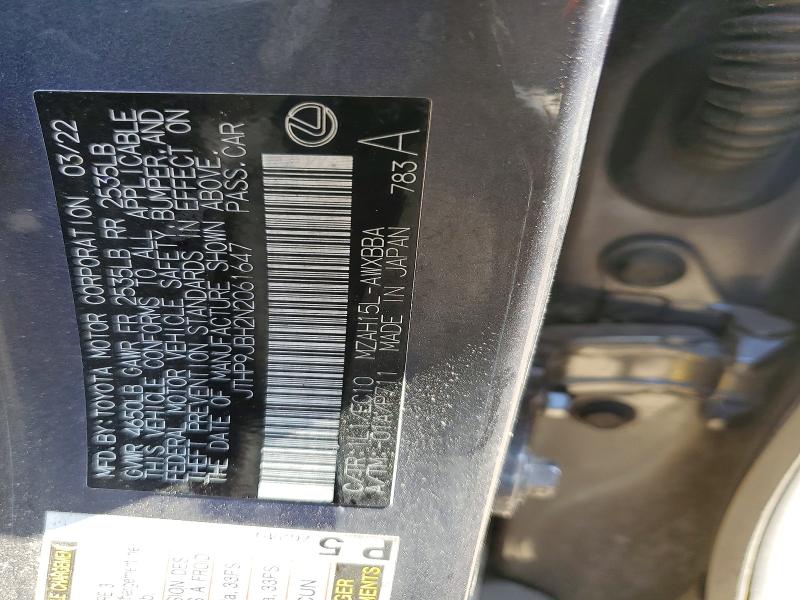 Aukcja sprzedaży 2022 Lexus Ux 250h, vin: JTHP9JBH2N2061647, numer aukcji: 56846386