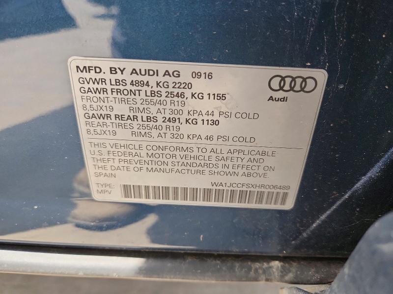 56730086 :رقم المزاد ، WA1JCCFSXHR006489 vin ، 2017 Audi Q3 مزاد بيع