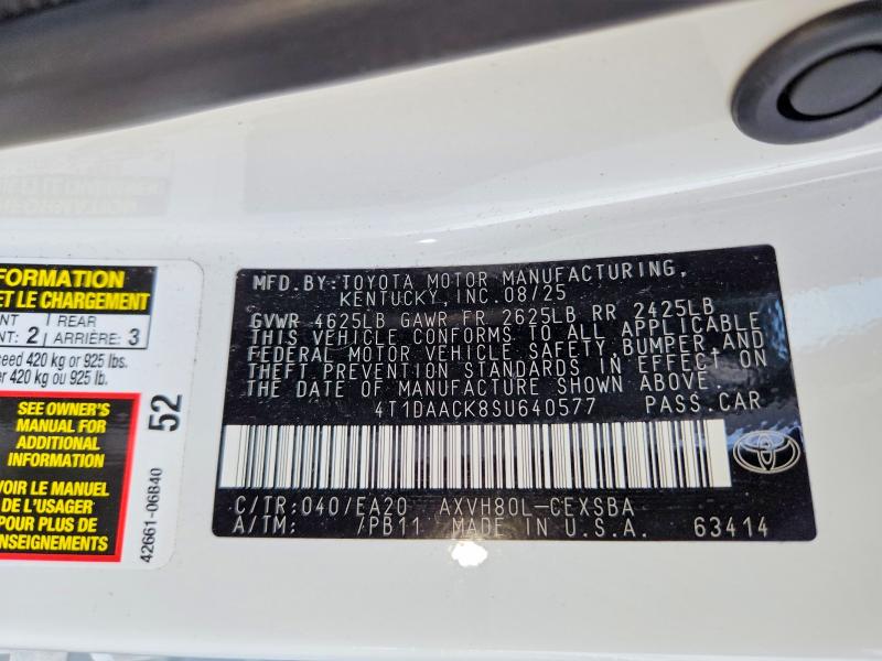 Продаж на аукціоні авто 2025 Toyota Camry, vin: 4T1DAACK8SU640577, номер лоту: 57383836