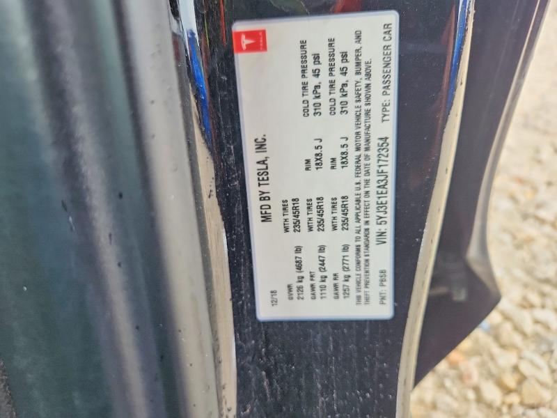 Aukcja sprzedaży 2018 Tesla Model 3, vin: 5YJ3E1EA3JF172354, numer aukcji: 56327506