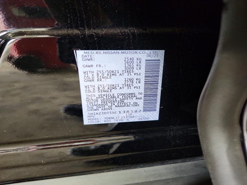 Aukcja sprzedaży 2025 Nissan Murano, vin: 5N1AZ3DT5SC138582, numer aukcji: 56291026