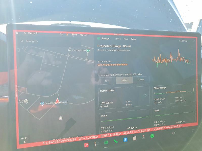 2021 Tesla Model S მანქანა იყიდება აუქციონზე, vin: 5YJSA1E58MF430351, აუქციონის ნომერი: 56123566