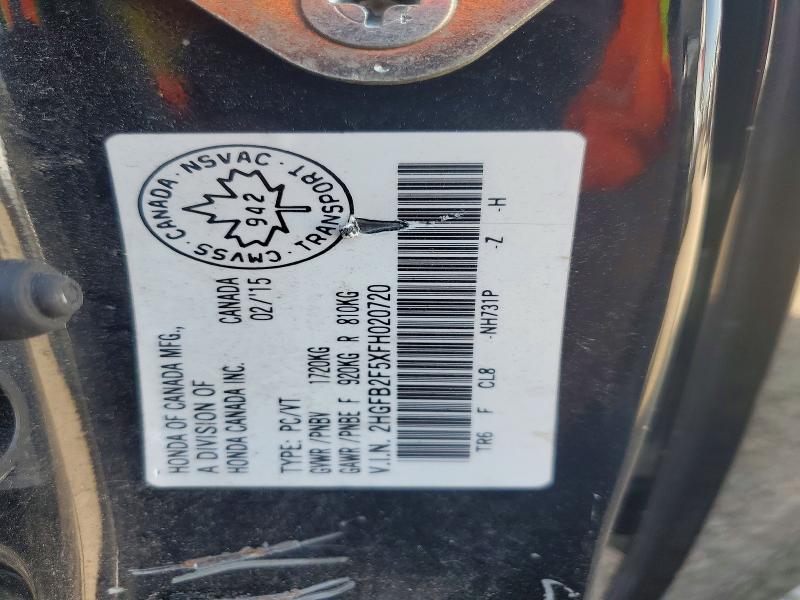 Aukcja sprzedaży 2015 Honda Civic, vin: 2HGFB2F5XFH020720, numer aukcji: 56252546