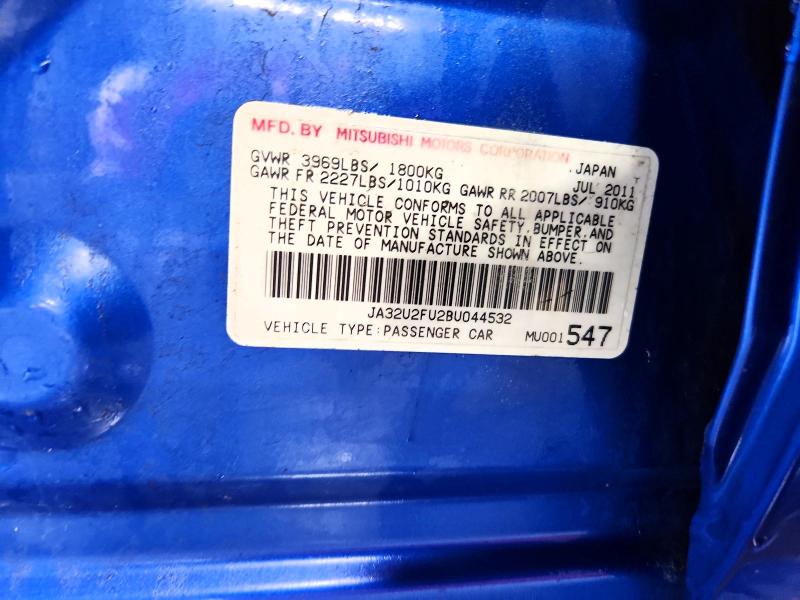 55978366 :رقم المزاد ، JA32U2FU2BU044532 vin ، 2011 Mitsubishi Lancer مزاد بيع