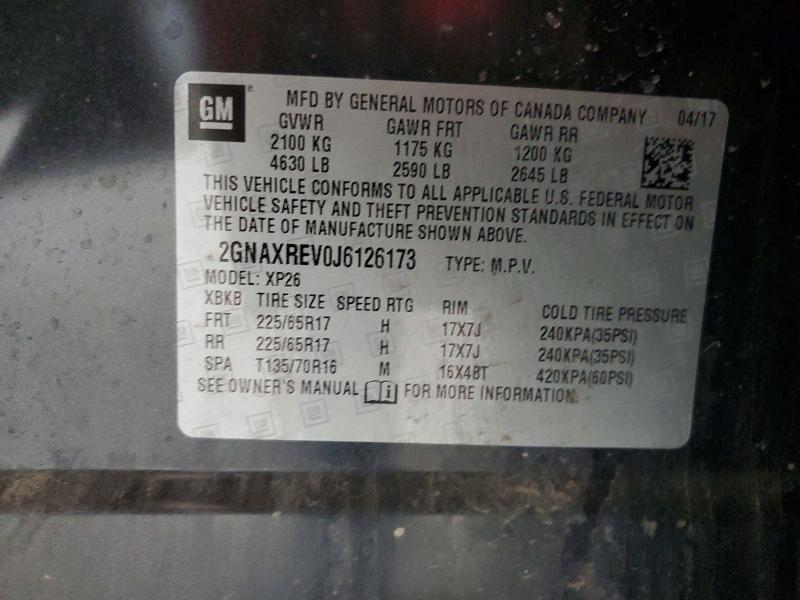 2018 Chevrolet Equinox მანქანა იყიდება აუქციონზე, vin: 2GNAXREV0J6126173, აუქციონის ნომერი: 56359856