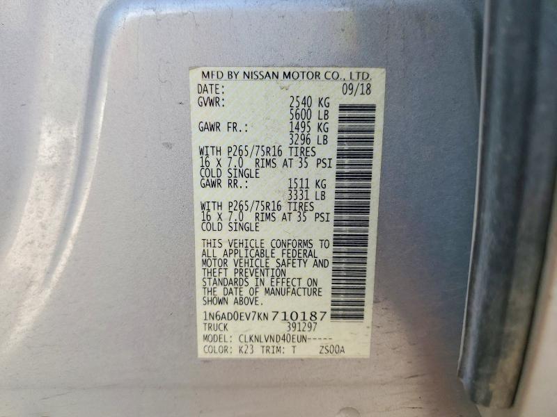 Продажа на аукционе авто 2019 Nissan Frontier, vin: 1N6AD0EV7KN710187, номер лота: 54549956