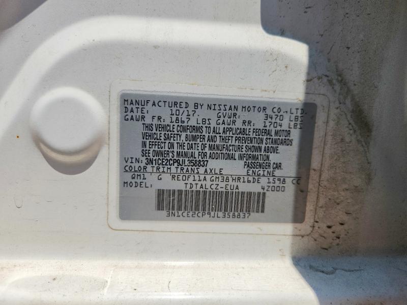 58913706 :رقم المزاد ، 3N1CE2CP9JL358837 vin ، 2018 Nissan Versa Note مزاد بيع