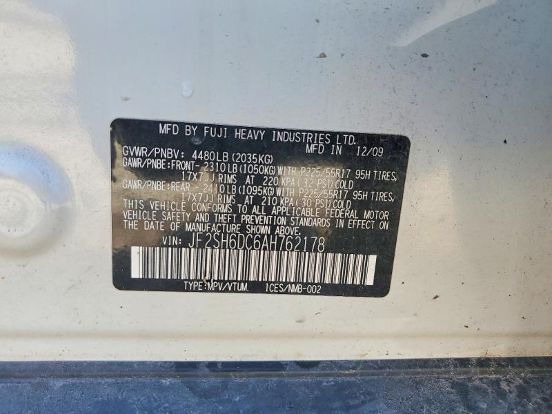 57558116 :رقم المزاد ، JF2SH6DC6AH762178 vin ، 2010 Subaru Forester مزاد بيع