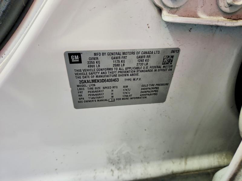 2013 Gmc Terrain მანქანა იყიდება აუქციონზე, vin: 2GKALMEK9D6408463, აუქციონის ნომერი: 57214786