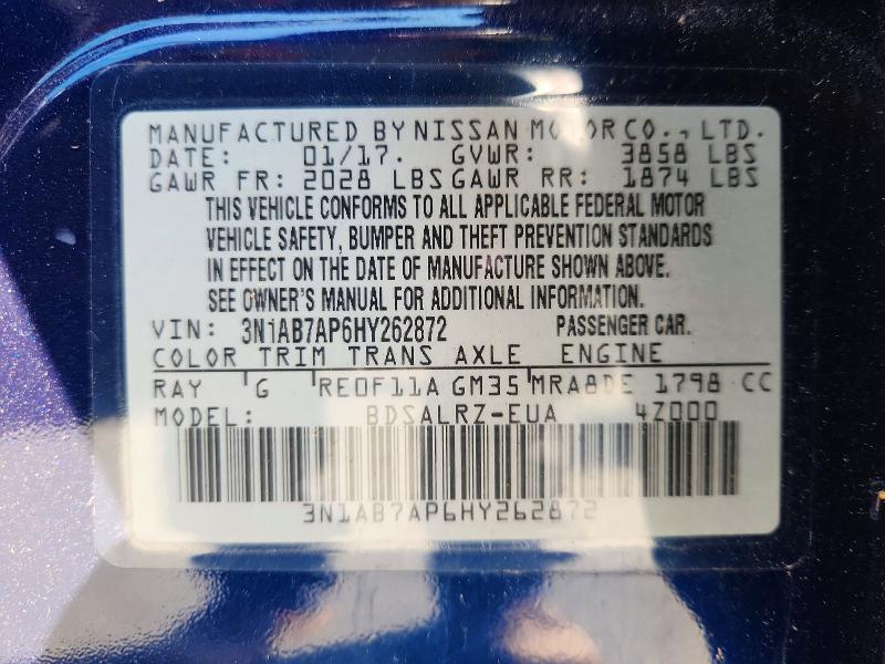 Aukcja sprzedaży 2017 Nissan Sentra, vin: 3N1AB7AP6HY262872, numer aukcji: 58024136