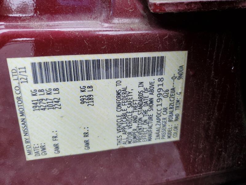 59171206 :رقم المزاد ، 1N4AL2AP0CC199918 vin ، 2012 Nissan Altima مزاد بيع